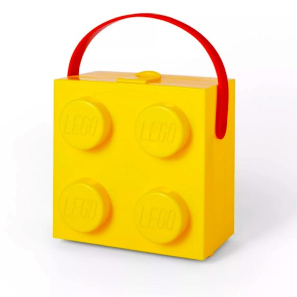 Lego Lunch Box W/ Handle 4 Knob Classic Yellow & Red 🍎🥪